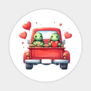 Valentine Turtle Couple Sitting On Truck Magnet